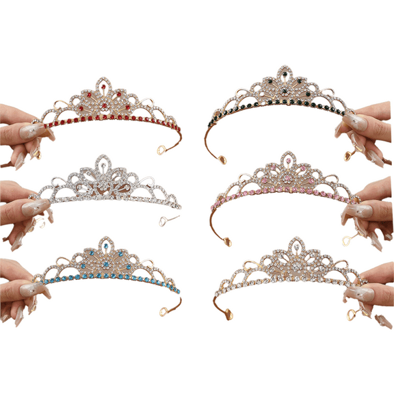 Yoyauz Kids Crystal Headgear for Kids Girls Princess Outfit Rhinestone Crown Headband Wedding Hair Ornament Birthday Sacrament Pageant Halloween Christmas Cake Decoration Gifts