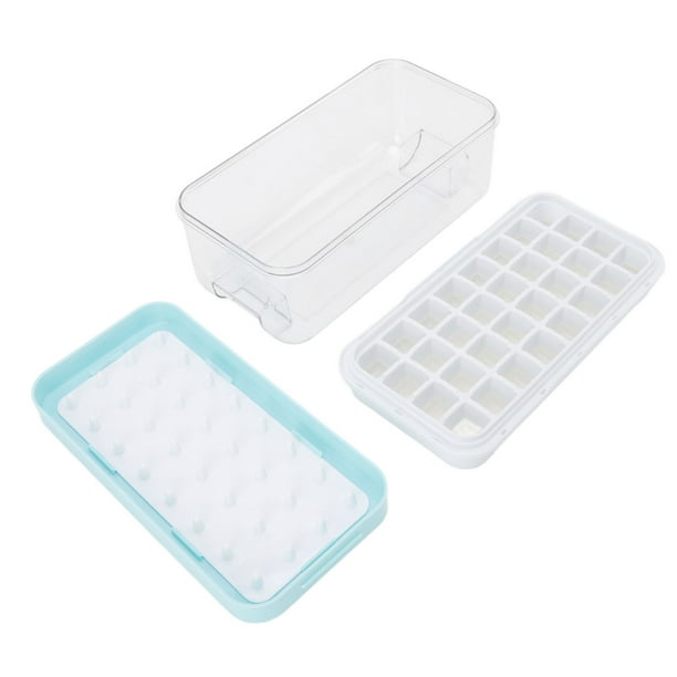 Bandeja De Silicona Para Cubitos De Hielo Con Tapa Y Caja De Almacenamiento De Hielo, Molde Para Hacer Hielo De Grado Alimenticio Para Cocina Casera, Ideal Para Whisky, Jugo Y