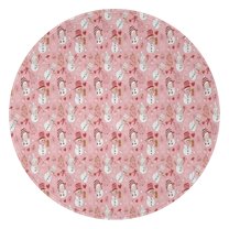 Pink Christmas Snowman Pattern Round Blanket,Comfortable Soft Flannel Throw Blanket,All Season,Warm Lightweight Blankets for Sofa Bed Couch Living Room Chair 47"x47"