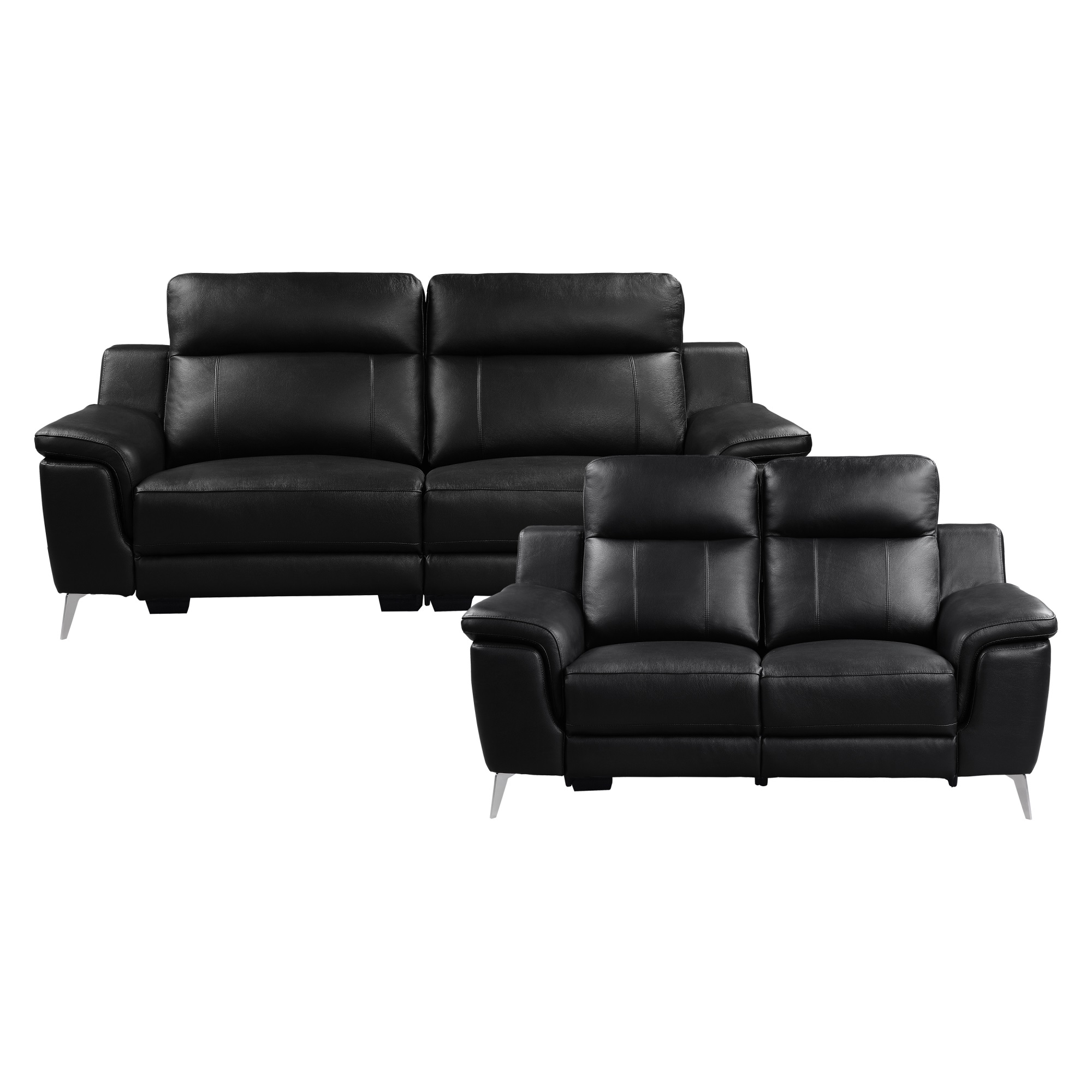 Berel 156 in. W Flared Arm Faux Leather Straight Armrests Power