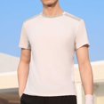 thumbnail image 1 of pstuiky Mangas cortas para hombre, Blusa deportiva informal de color liso con cuello redondo y manga corta elástica para hombre camisetas de hombre l, 1 of 6