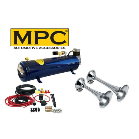 2-Trumpet Train Air Horn Kit for Trucks: Complete 12v System Includes