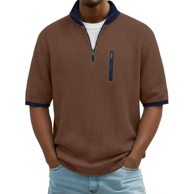 Camiseta Casual de Manga Corta con Cuello Tripulado 100% de Poliéster Lavable a la Máquina de Manga Larga Camisetas de Trabajo Al Aire Libre de Color Sólido para Hombres