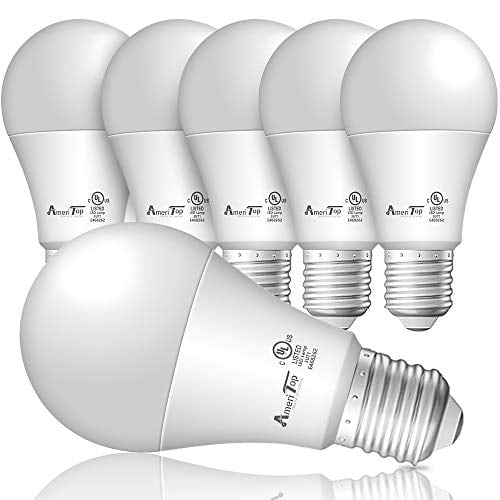 E26 Standard Base UL Listed Non-Dimmable 5000K Daylight 100W Equivalent 1600 Lumens General Lighting Bulbs A19 LED Light Bulbs- 6 Pack AmeriTop Efficient 14W