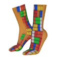 thumbnail image 5 of Cauagu Colorful Building Blocks A Pattern Fun Novelty Crew Socks,Casual Athletic Socks Neutral Socks Cozy Crew Socks Christmas Gift, 5 of 7
