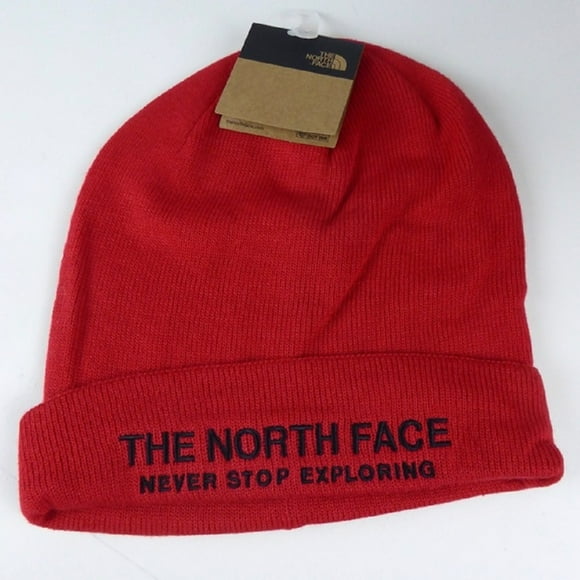 The North Face Wide Cuff Emblem Beanie, TNF Red, One Size