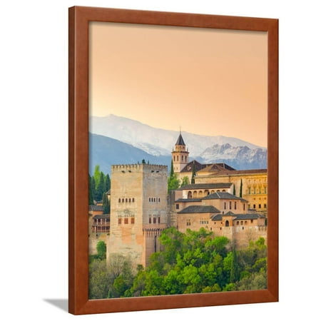 Metal Granada Wall - Spain, Andalucia, Granada Province, Granada, Alhambra Palace and Sierra Nevada Mountains Framed Print Wall Art By Alan Copson