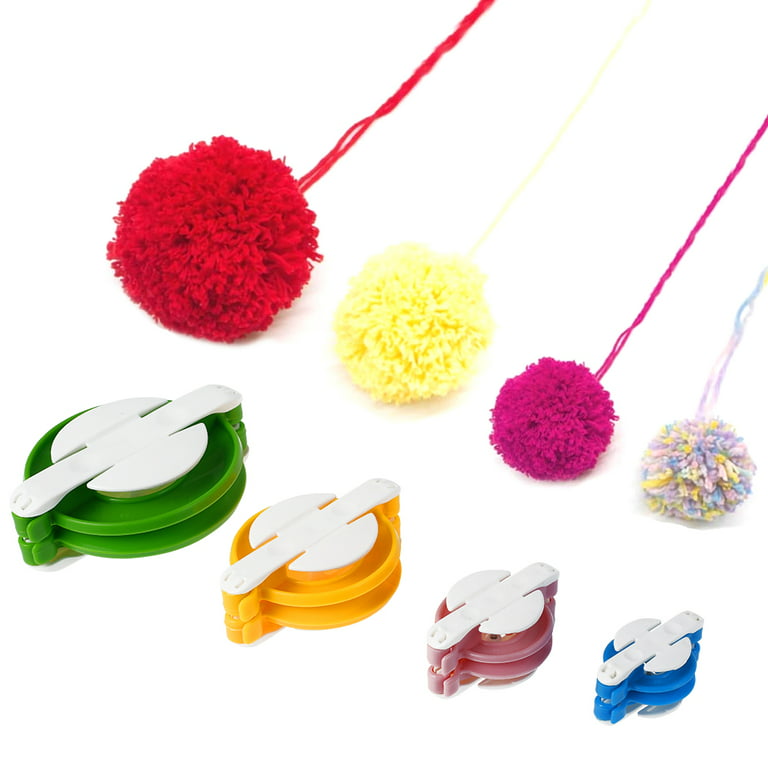 Pompom Maker Kit, 6 Sizes Pom Pom Makers for Fluff Ball Weaver Needle Craft DIY Wool Knitting Tool +12PS Acrylic Yarn+10PS Knitting Markers+10PS