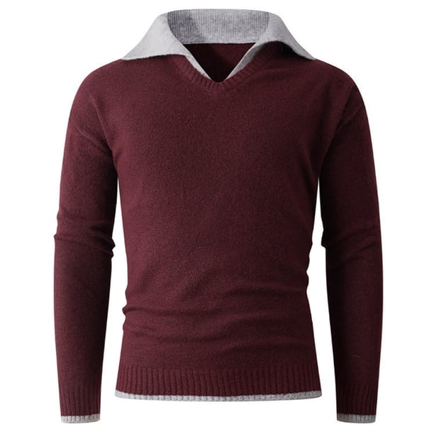 Blusa y camisa de manga larga con cuello vuelto para hombre, informal, de moda, de color liso, con media cremallera, manga larga, cuello alto, blusa de poliéster para hombre