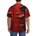 thumbnail image 3 of Xecao Abstract Red Textured Canvas Men's Casual Short-sleeved Shirt, a button-up collared shirt with a pocket-Medium, 3 of 5