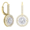thumbnail image 2 of 2.20 Carat (Ctw) 14K Yellow Gold Round Cut Diamond Ladies Halo Style Dangling Drop Earrings, 2 of 4