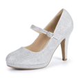 thumbnail image 1 of Zapatos IDIFU Silver Glitter Mary Jane Tacones de aguja para mujer, 1 of 6