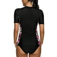 thumbnail image 6 of BeautyIn Women's Floral Patchwork Rashguard Swimwear Short Sleeves Top, 6 of 6