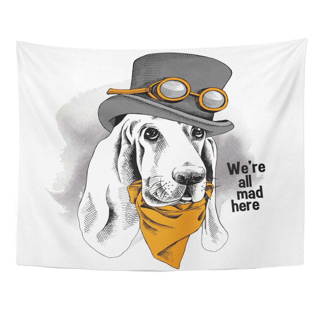 UFAEZU Drawing Portrait Funny Dog Basset Hound Wearing Steampunk Top