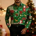 thumbnail image 4 of Tqyyweavej Christmas Shirts for Men Xmas Print Long Sleeve Lapel Shirts Party Dress Blouses Christmas Gifts for Men Size S to 3XL, 4 of 5