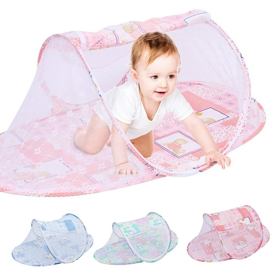 SPRING PARK Mosquito Net Tent with Portable Folding Baby Travel Crib