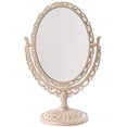 thumbnail image 1 of Personal Makeup Mirror - Magnifying Mirror Light for Table Top - Oval Portable Desktop Mirror Double Sided Magnifying Glass Beige Makeup Mirror,Table Top Vanity Mirror for Traveling, 1 of 7