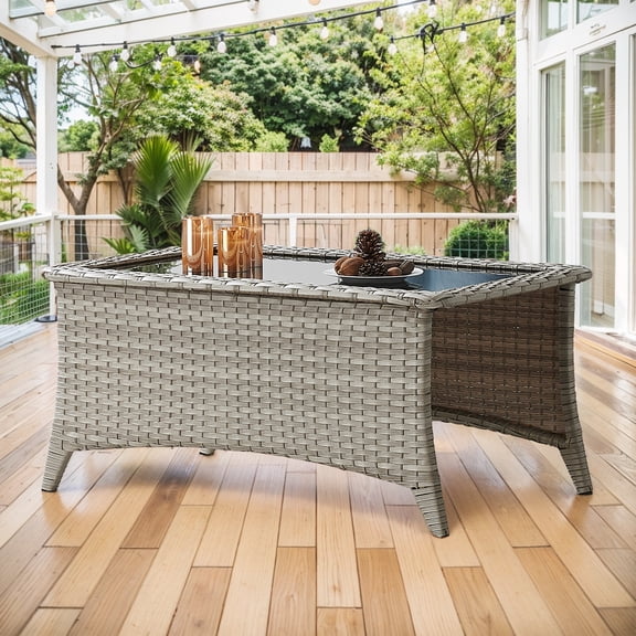 Giantfurnni Coffee Table with Glass Top