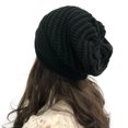thumbnail image 4 of Resicozy Winter Hats for Womens Oversized Warm Solid Color Knit Hat Style Stretch Fashion Ribbed Black 18 In, 4 of 5