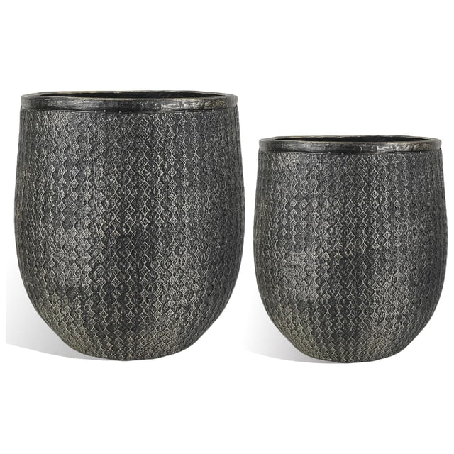 Worth 12" Round Planter, Lightweight Magnesium Oxide Cement Plant Pot, Grey