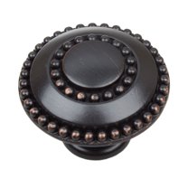 GlideRite 1-3/8 in. Round Double Ring Beaded Cabinet Knob, Oil Rubbed Bronze, Pack of 10