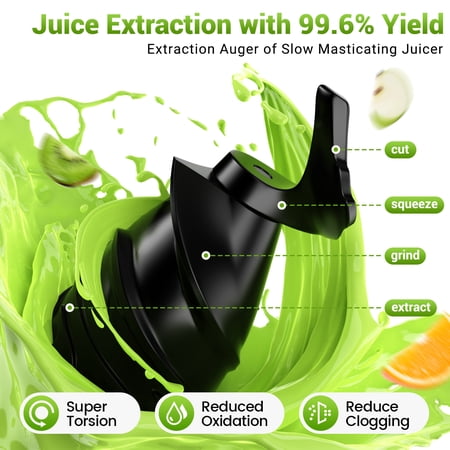 TINANA COLD PRESS JUICER MACHINE, 5.4 IN WIDE FEED CHUTE, UP TO 450W PROFESSIONAL SLOW MASTICATING JUICER FOR WHOLE VEGETABLES & FRUITS, BATCH JUICING, REVERSE FUNCTION TO CLEAR BLOCKAGES, MP-802T