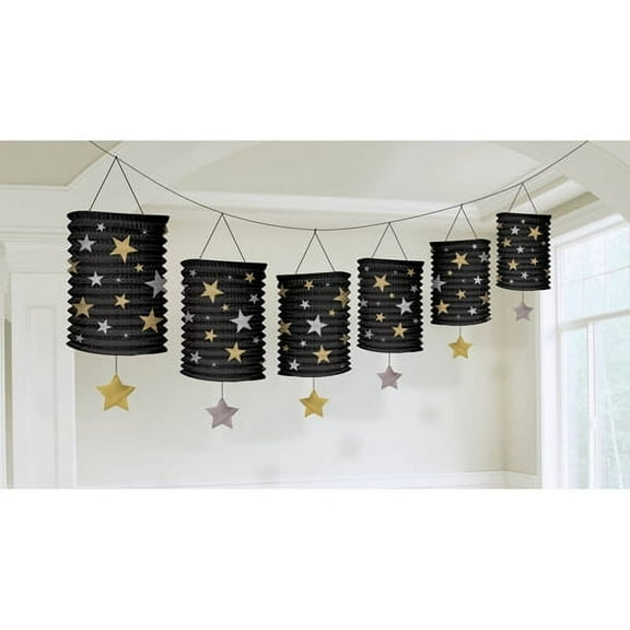 Hollywood 'Glitter Starz' Paper Lantern Garland (12ft)