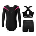 thumbnail image 2 of TiaoBug Kids Girls Athletic Dance Outfits Gymnastics Leotard Bra Crop Top with Booty Shorts Hot Pink 14, 2 of 3
