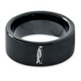 thumbnail image 2 of Tungsten Emperor King Penguin Standing Band Ring 9mm Men Women Comfort Fit Black Flat Cut Brushed Polished, 2 of 4