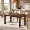 thumbnail image 4 of Tribesigns 63" Oval Dining Table for 6, Walnut Wooden Kitchen Table with Arc-Shaped Edge Top for Dinner Room, Living Room, Easy Assembly (Only Table), 4 of 18