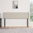 thumbnail image 2 of VECELO King Size Adjustable Height Upholstered Headboard, Modern Wingback Headboard with Double Nailhead Trimming and Button Tufting for Bedroom, Beige, 2 of 6