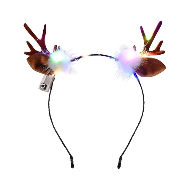 Bonita diadema luminosa con astas y banda para la cabeza con luz Led para niños, decoraciones navideñas para adultos, diadema, accesorios para el cabello