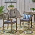thumbnail image 3 of GDF Studio Nicola Patio Dining Chairs, Acacia Wood and Outdoor Cushions, Gray and Dark Gray, Set of 2, 3 of 7