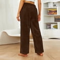 thumbnail image 4 of Women's pajama pants, plush flannel, comfortable drawstring pants with pockets, warm winter pants. White XXL, 4 of 4