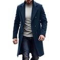 thumbnail image 3 of Chiccall Mens Mid Trench Long Coat Double Breasted Notch Lapel Coats Wool Blend Warm Casual Overcoat with Pocket, 3 of 7