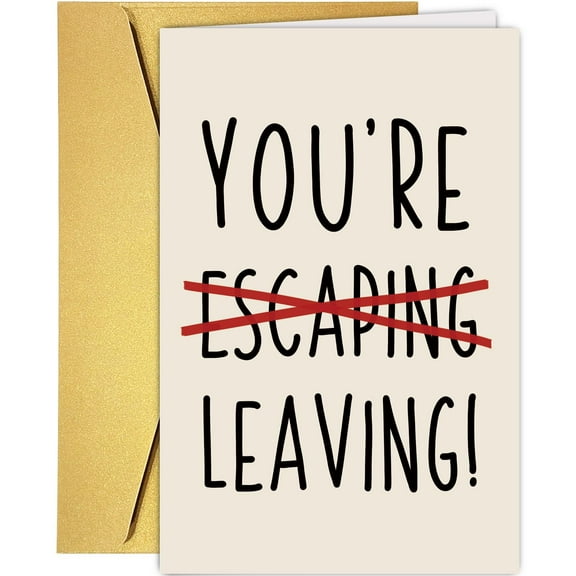 Funny Farewell Card – “You’re Leaving!” Strikethrough Design – Blank Inside, Envelope Included – Perfect for Farewell Gift, Going Away, or Goodbye Message