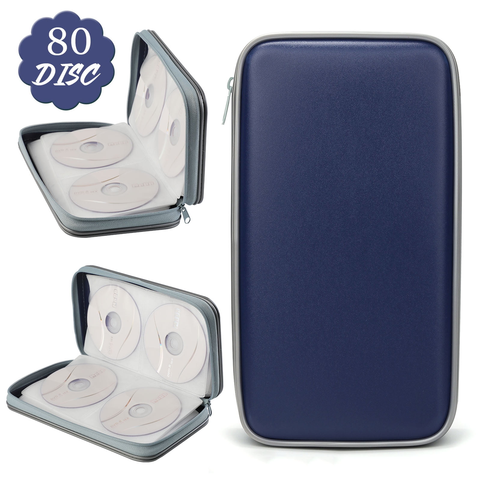 CD Case 80 Capacity Hard Shell DVD Case VCD Binder Wallet Storage ...