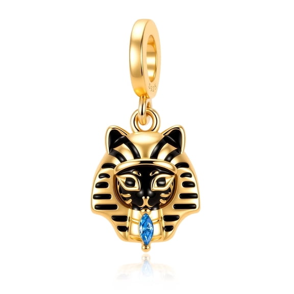 925 Sterling Silver Cat Goddess of Egypt Dangle Charm For Bracelets & Bangle Pendant Jewelry