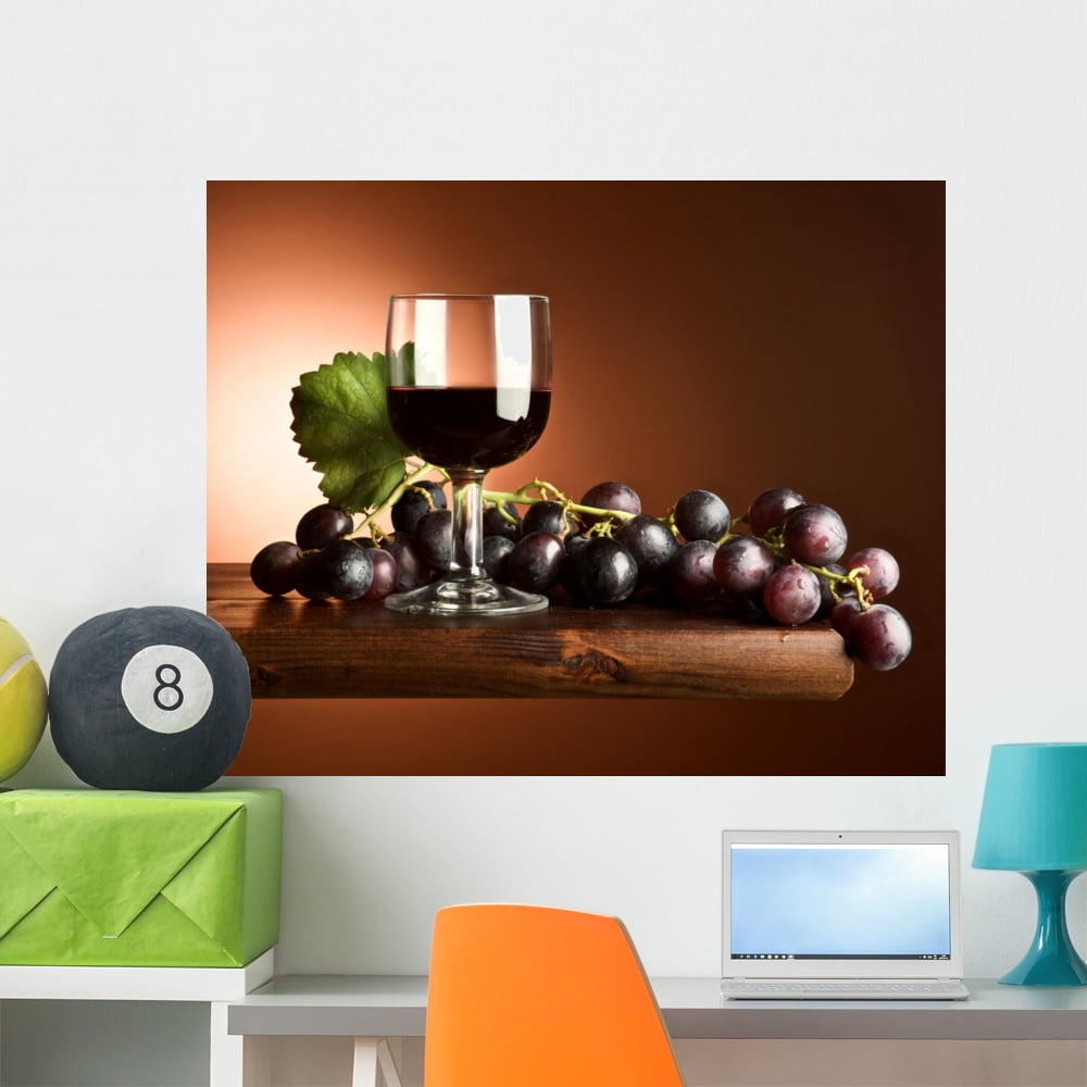 Grapes with Wine Glass Wall Mural by Wallmonkeys Peel and Stick Graphic ...