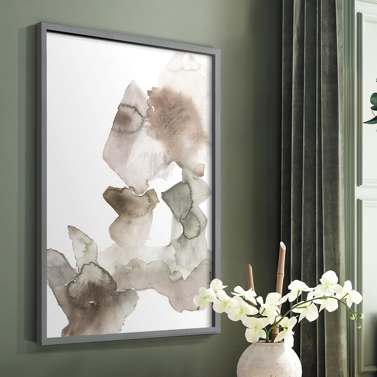 Untitled IX V31 Framed Print in Gray Solid Wood Framed Print No Nail Hanging
