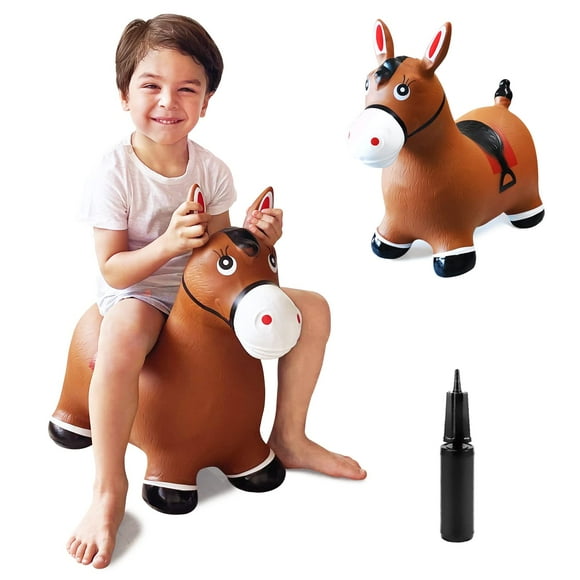 HotMax Bouncy Animal, Bouncy Horse Hopping Horse, Inflatable Horse Animals Hopper for Toddlers, Waddle Unicorn Ride on Rubber Jumping Toys Baby First Birthday Gift 18 Month 2 3 4 Year Old Kid