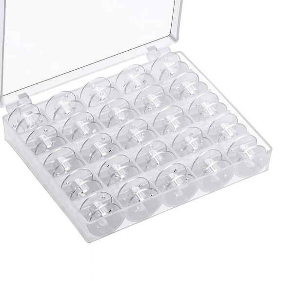 25Pcs Sewing Machine Bobbin, Universal Sewing Bobbins Plastic Sewing Machine Bobbin with Storage Box plastic Transparent