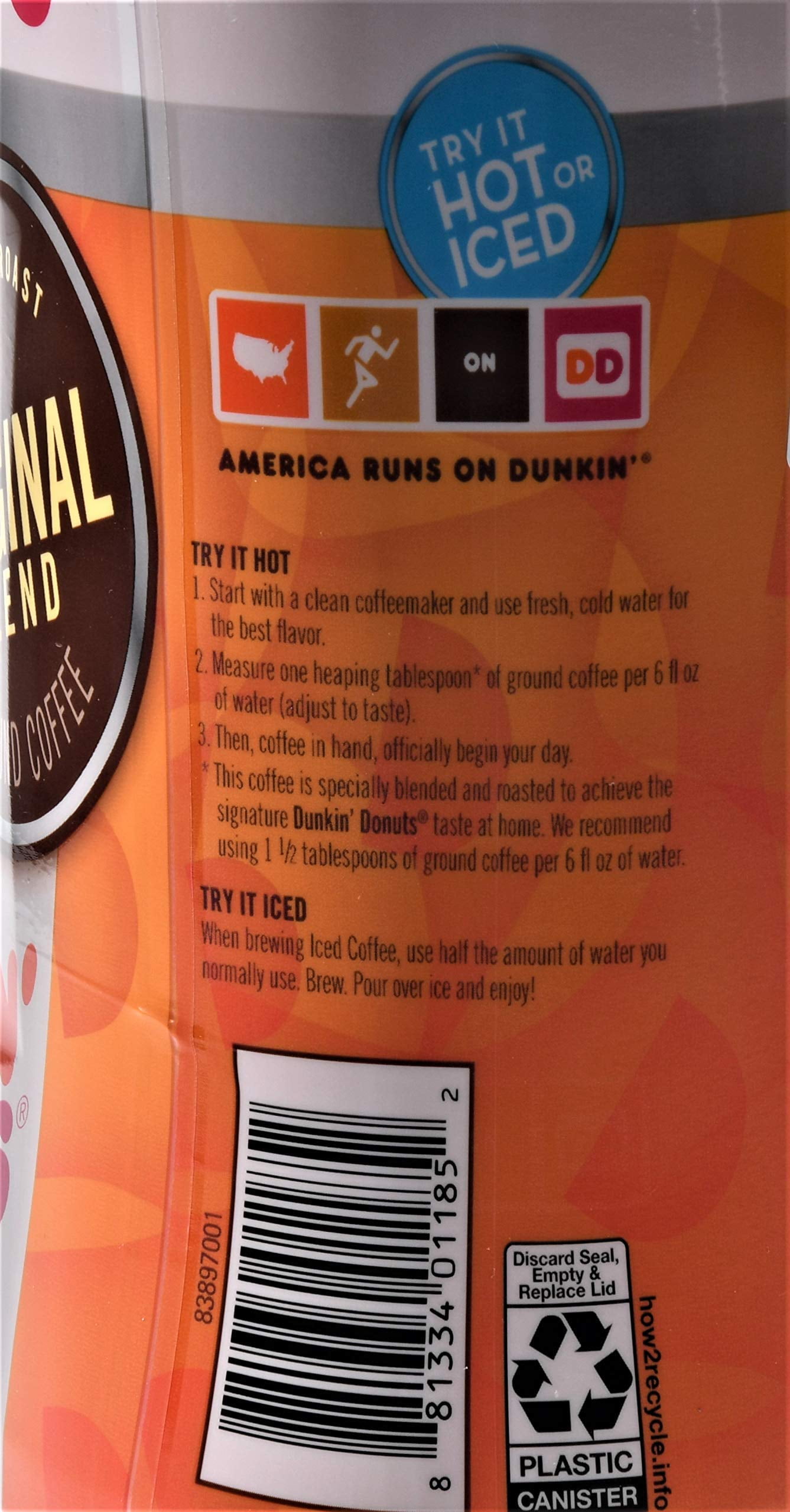 Dunkin, Donuts Original Blend Ground Coffee Medium Roast Net Wt (45 Oz), Original Blend, 45 Oz