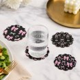 thumbnail image 5 of huayou Round Scalloped Edge Wooden Coasters Set of 4, Bow Pattern Cup Mats, Decorative Heat‑Proof Drink Coasters for Coffee Bar, Dining & Living Room, 5 of 7