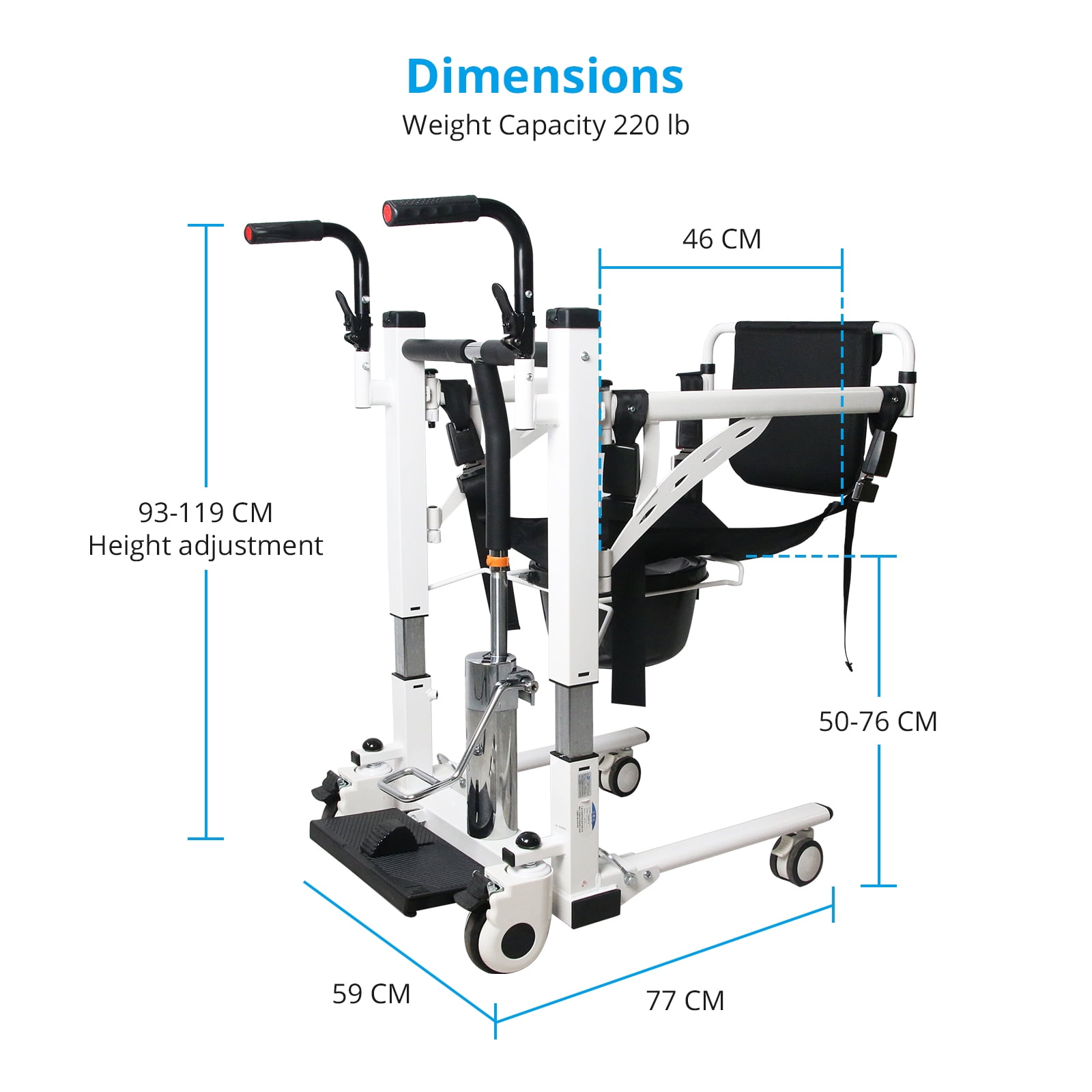 Patient Transfer Lift Chair, Bathroom Wheelchair Portable car Lift - Main Image