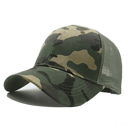 Yomhary Trucker Adjustable Sports Retro Mesh Baseball Cap Dad Hat for Men Camouflage Green