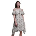 thumbnail image 1 of Bimba Grey Bird Print Womens Chic Style Cold Shoulder Shift Dress Summer Tunic - XX-Large, 1 of 6