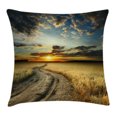 thumbnail image 1 of Nature Throw Pillow Cushion Cover, Road in the Field with Ripe Yellow Wheat Garden under Cloudy Sunset Sky Landscape, Decorative Square Accent Pillow Case, 16 X 16 Inches, Multicolor, by Ambesonne, 1 of 2