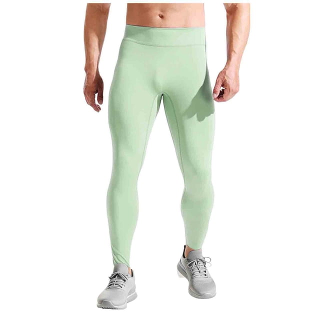 FRSASU Collants de Course Thermiques pour Hommes Leggings de Compression d'Entraînement Pantalons de Cyclisme pour Hommes Randonnée Jogging Vert