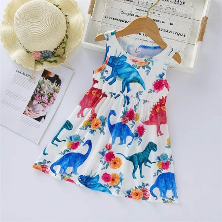 

PEASKJP Princess Dresses for Girls Toddler Girl Summer Sleeveless Floral Floral Princess Roundneck Dress Sundress Maxi Dresses for Girls 2023 White 18-24 Months